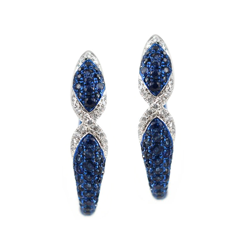Earring With Sapphire And Diamond In 18K Gold And Blue Rhodium