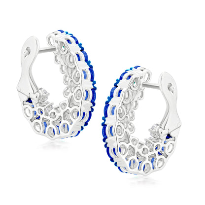 Hemisphere Dual Row Sapphire & Diamond 18K White Gold Earrings