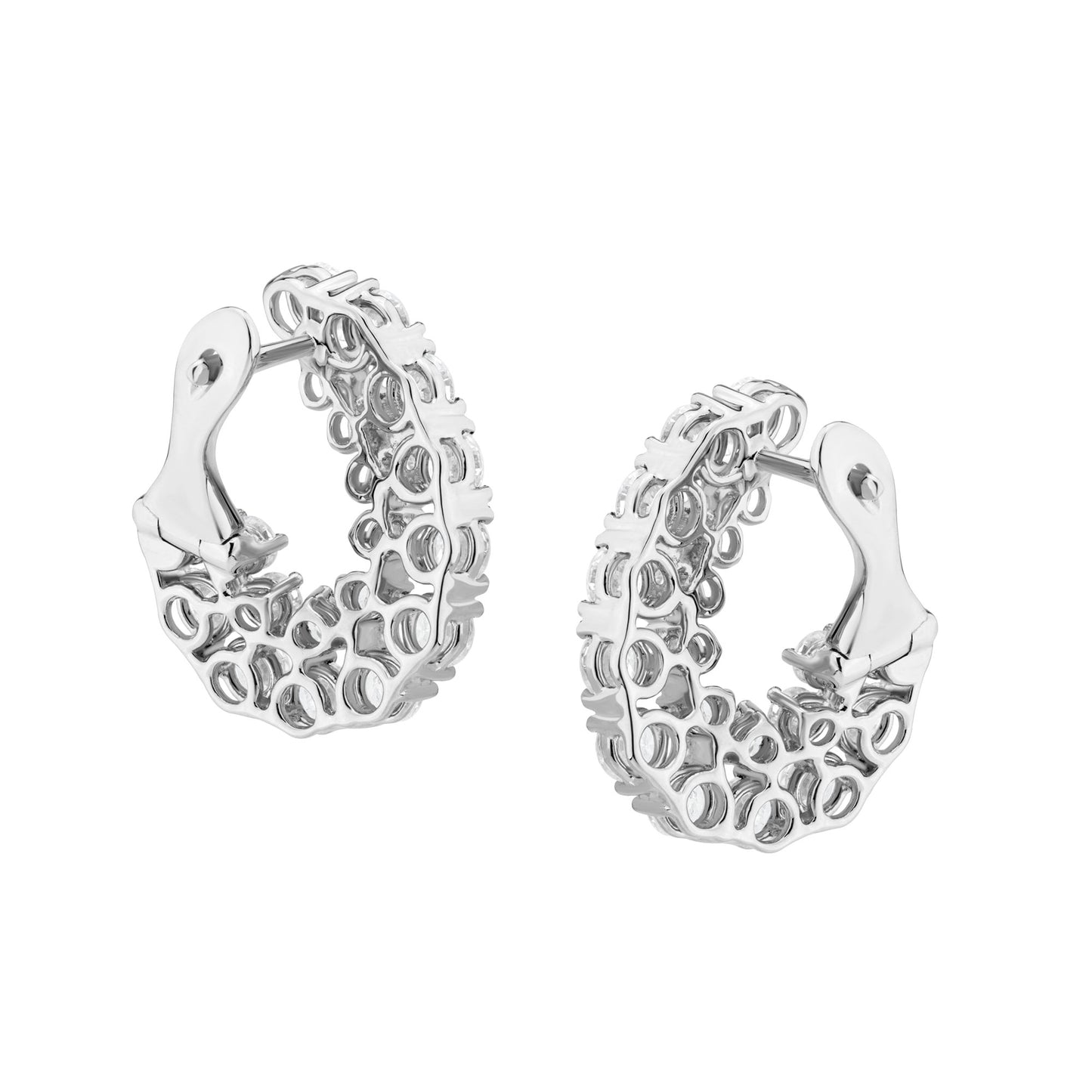 Hemisphere Dual Row Diamond 18K White Gold Earrings