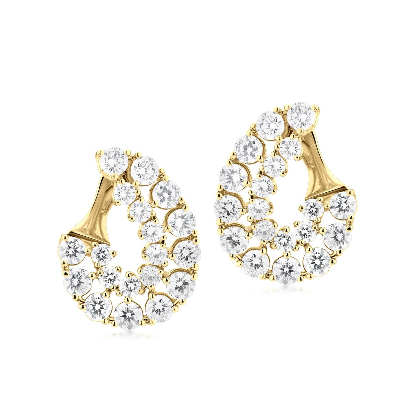 Hemisphere Dual Row Diamond 18K Gold Earrings