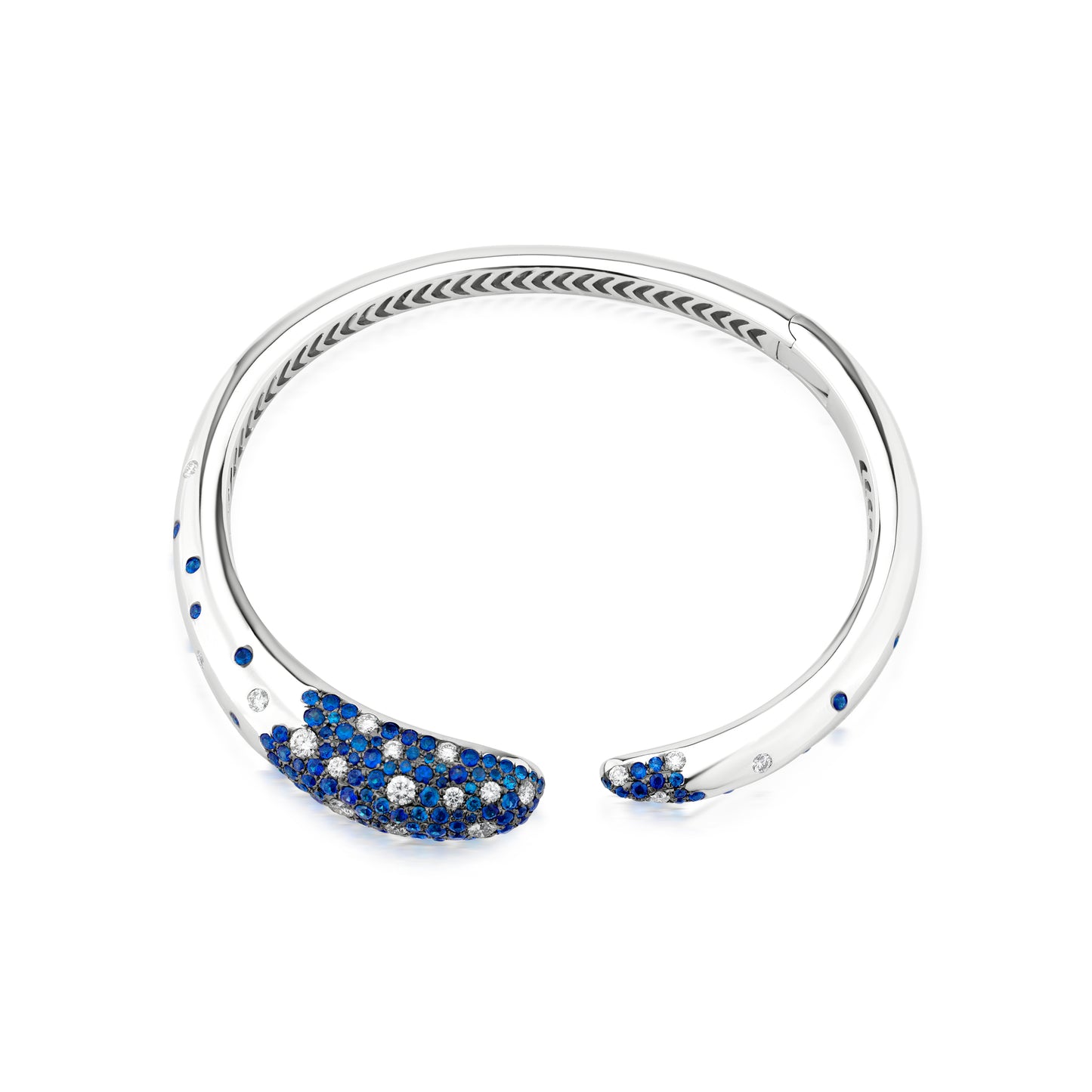 Bangle With Sapphire And Diamond In 18K White Gold And Black Rhodium