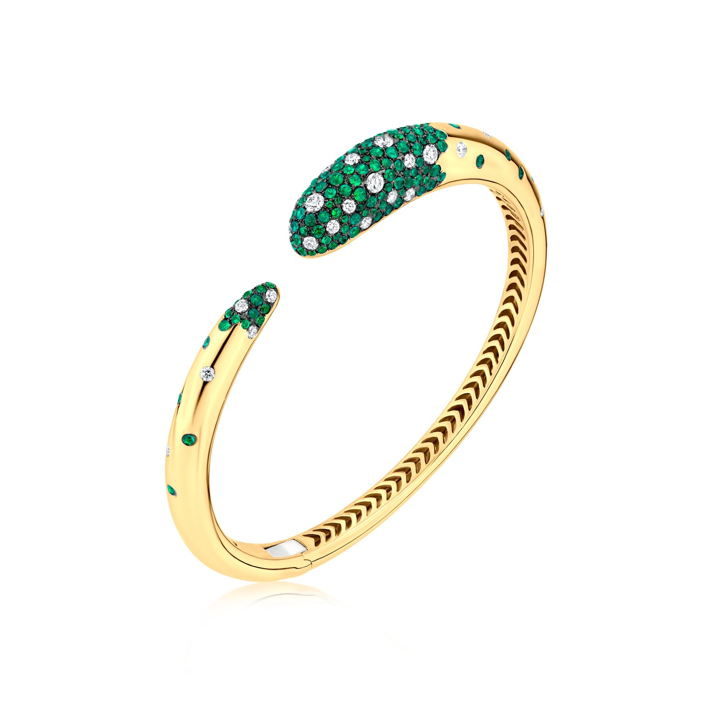 Bangle With Emerald And Diamond In 18K Yellow Gold And Black Rhodium