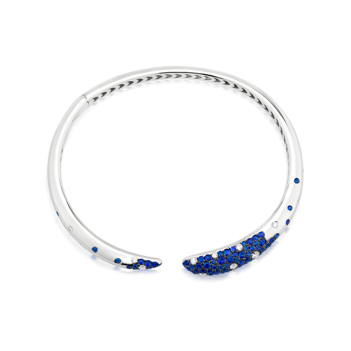 Bangle With Sapphire And Diamond In 18K White Gold And Black Rhodium