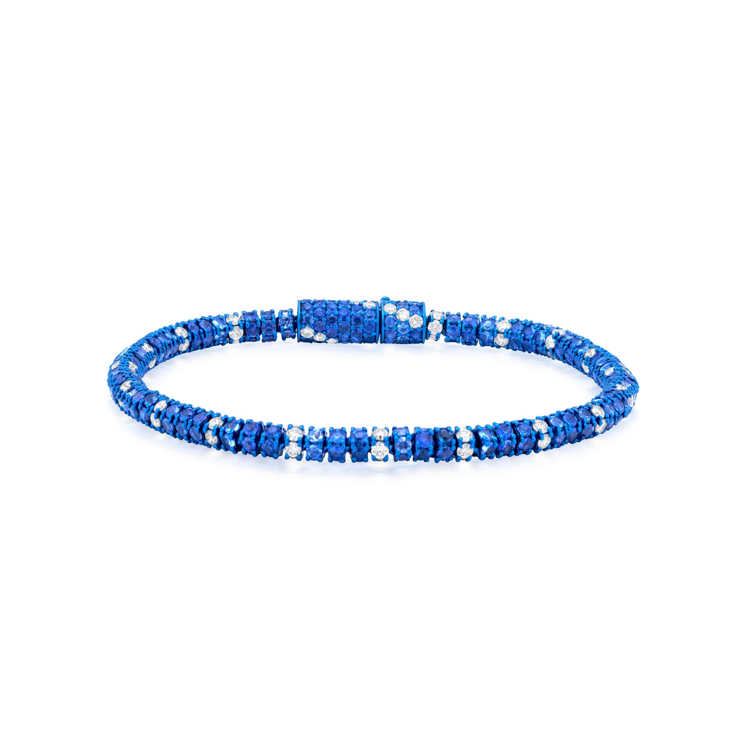 Sapphire and Diamond 18K Gold Tennis Bracelet