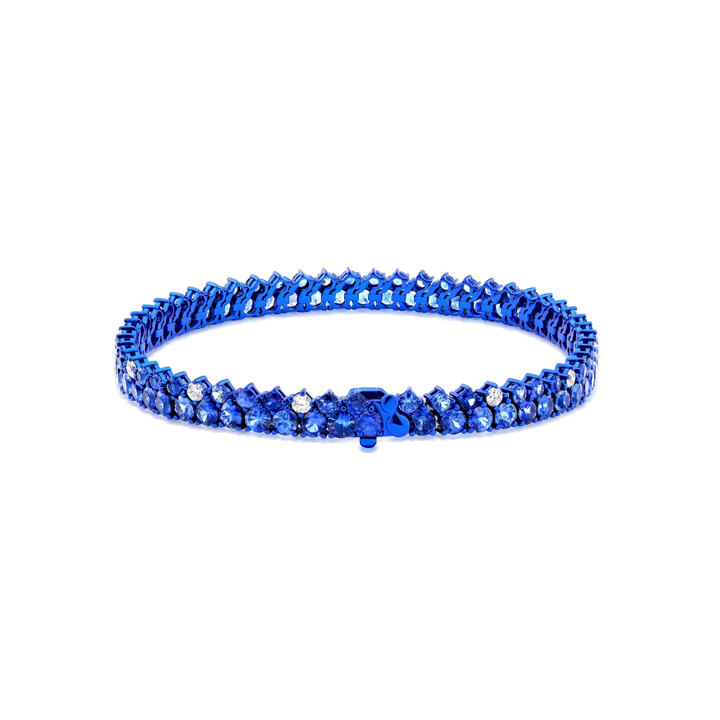 Sapphire and Diamond Dual Row 18K Gold Bracelet