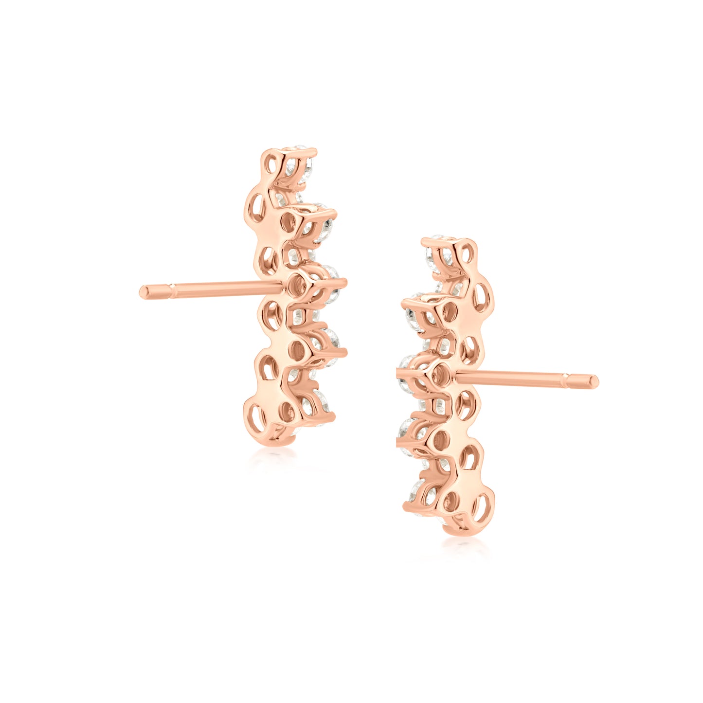 Diamond 18K Rose Gold Arc Stud Earrings