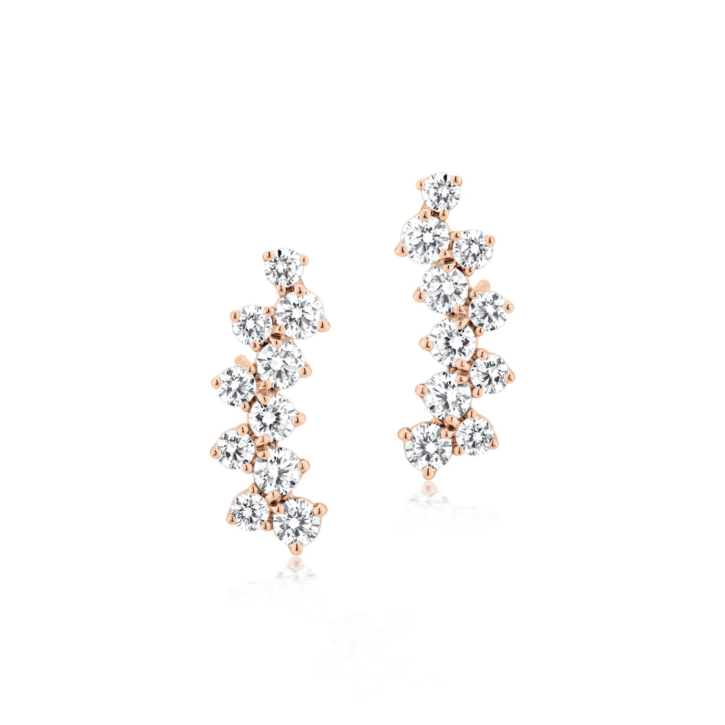 Diamond 18K Rose Gold Arc Stud Earrings