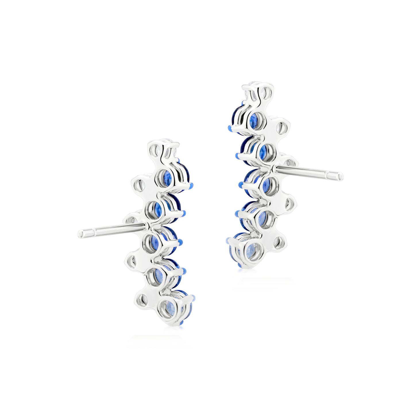 Sapphire and Diamond 18K White Gold Arc Stud Earrings