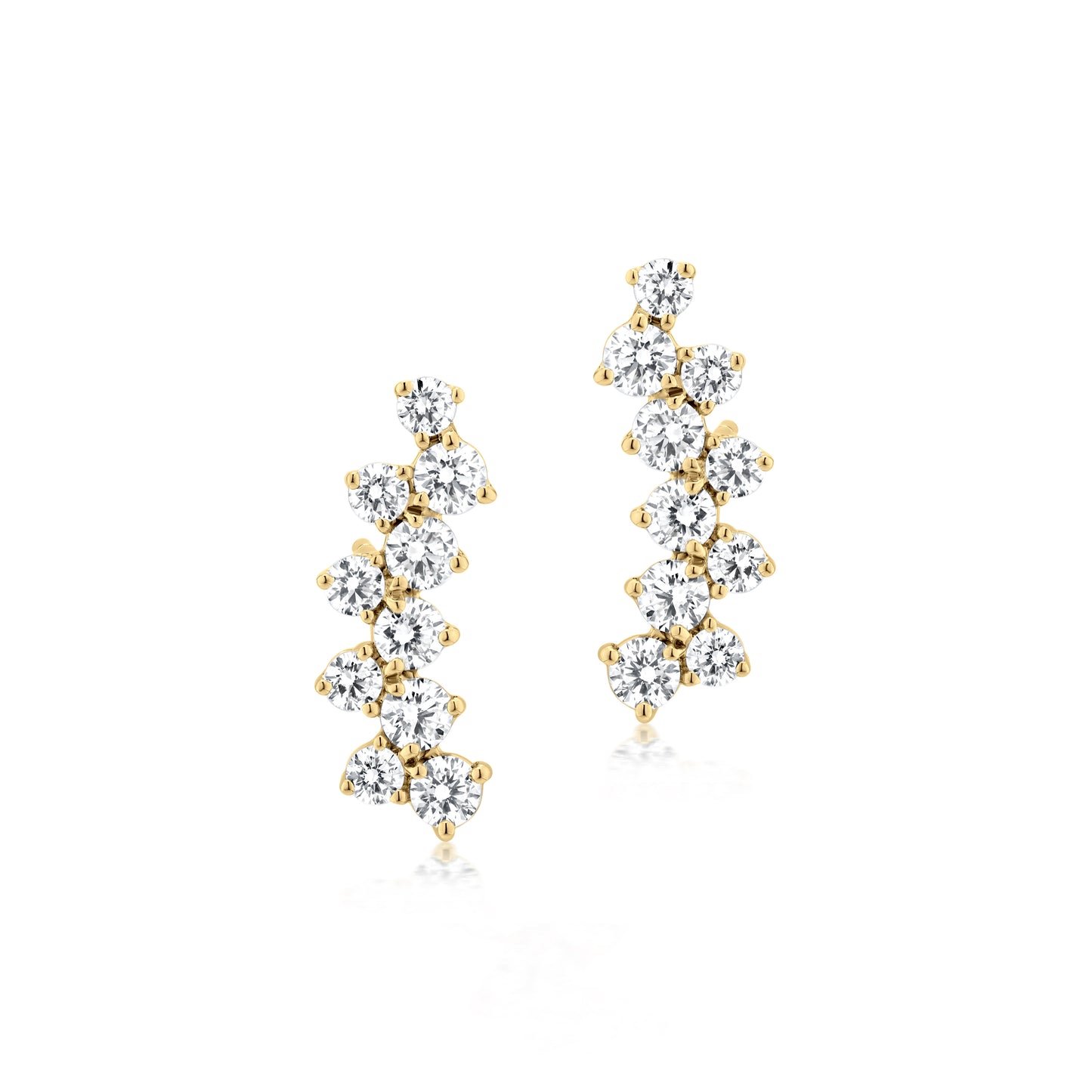 Diamond 18K Gold Arc Stud Earrings