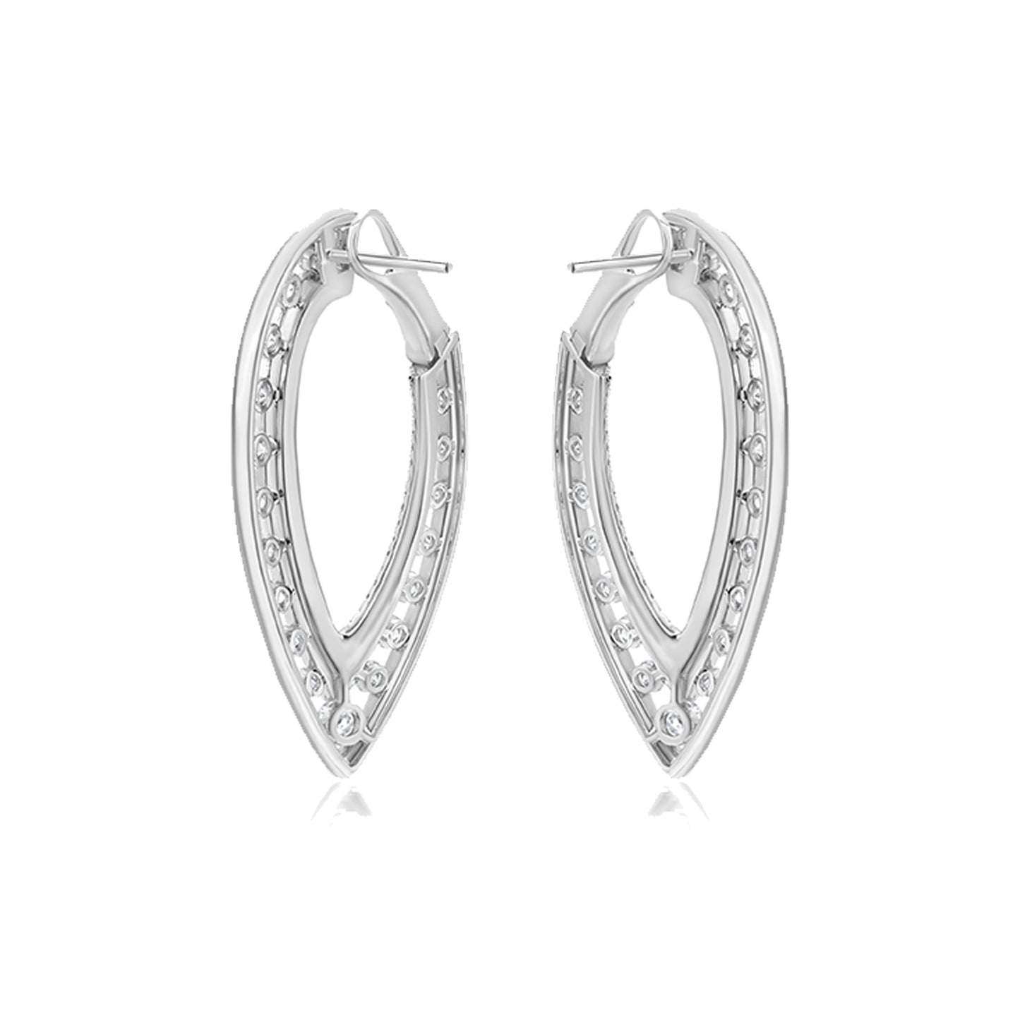 18K White Gold Enamel and Diamond Stud Earring