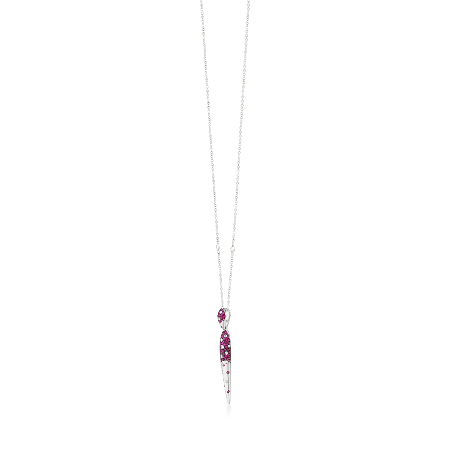 Necklace With Ruby And Diamond In 18K White Gold And Black Rhodium