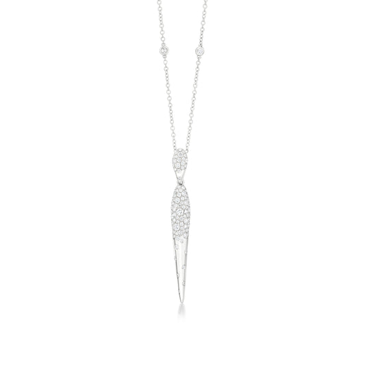 18K White Gold White Diamond Pendant Necklace