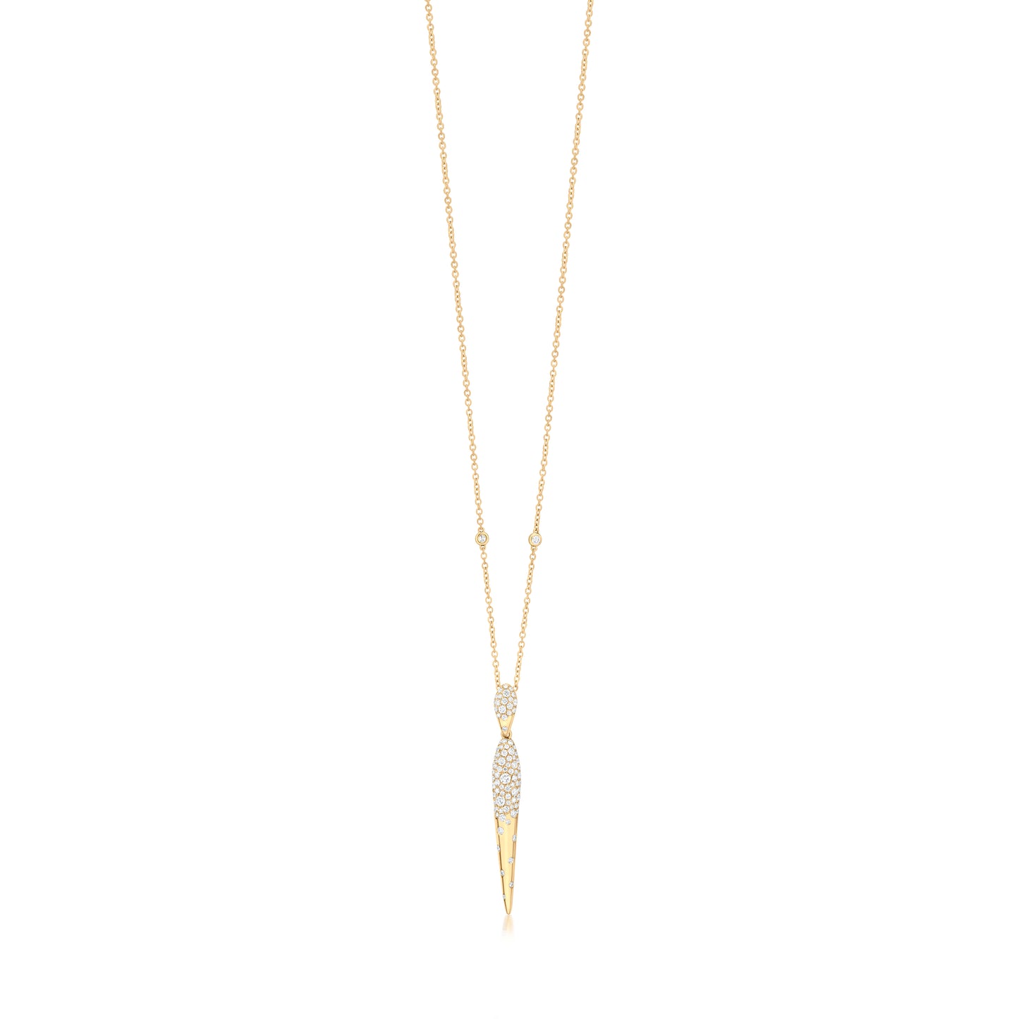 18K Yellow Gold White Diamond Pendant Necklace