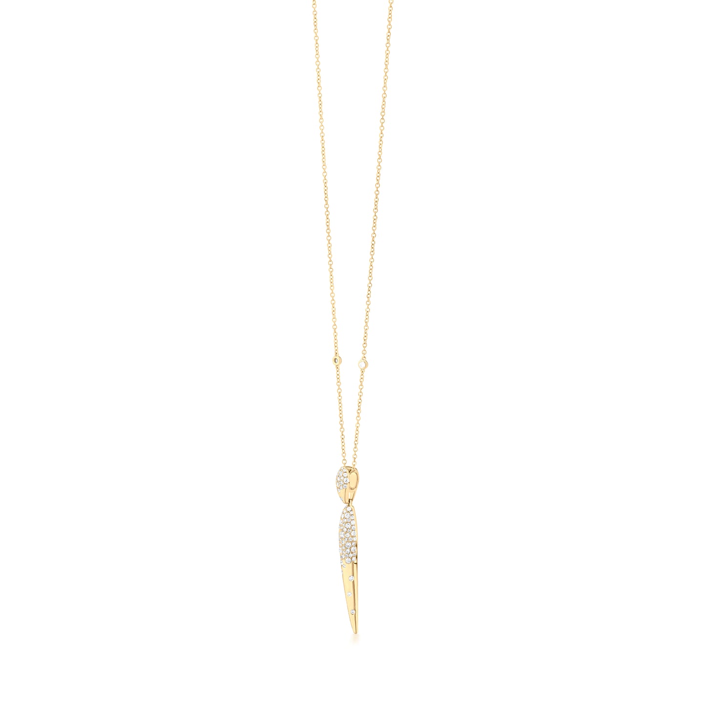 18K Yellow Gold White Diamond Pendant Necklace