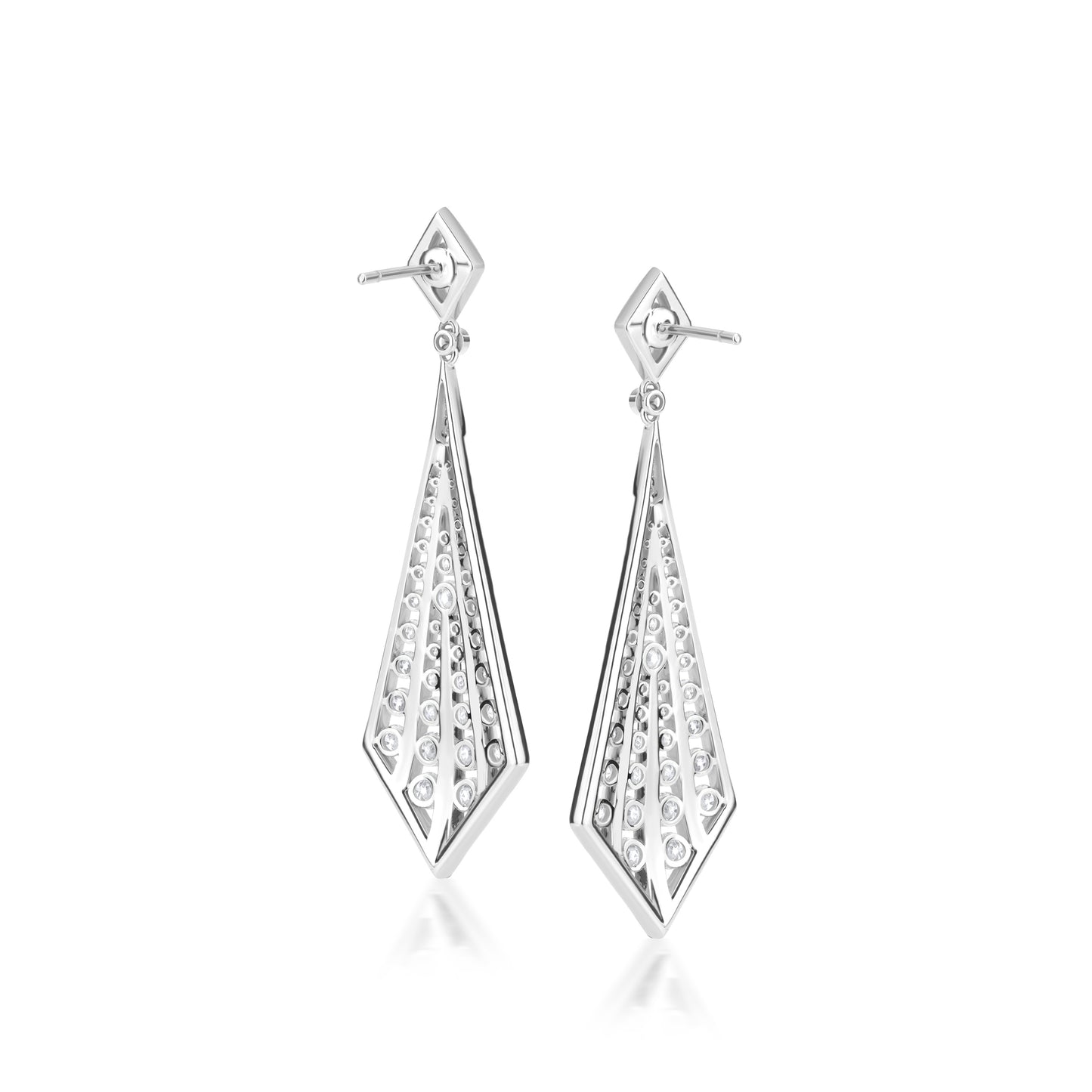 18K White Gold Enamel and Diamond Dangle Earring