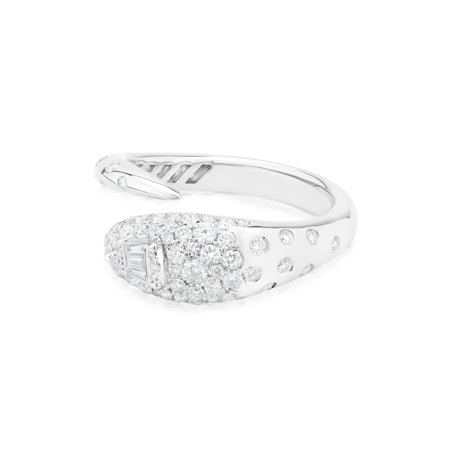 18K White Gold Diamond Bypass Ring