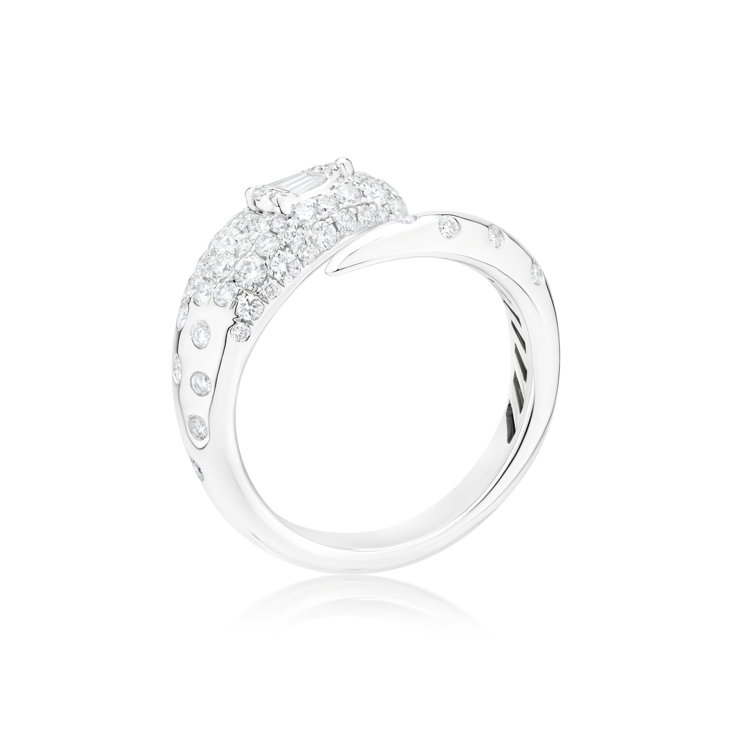 18K White Gold Diamond Bypass Ring