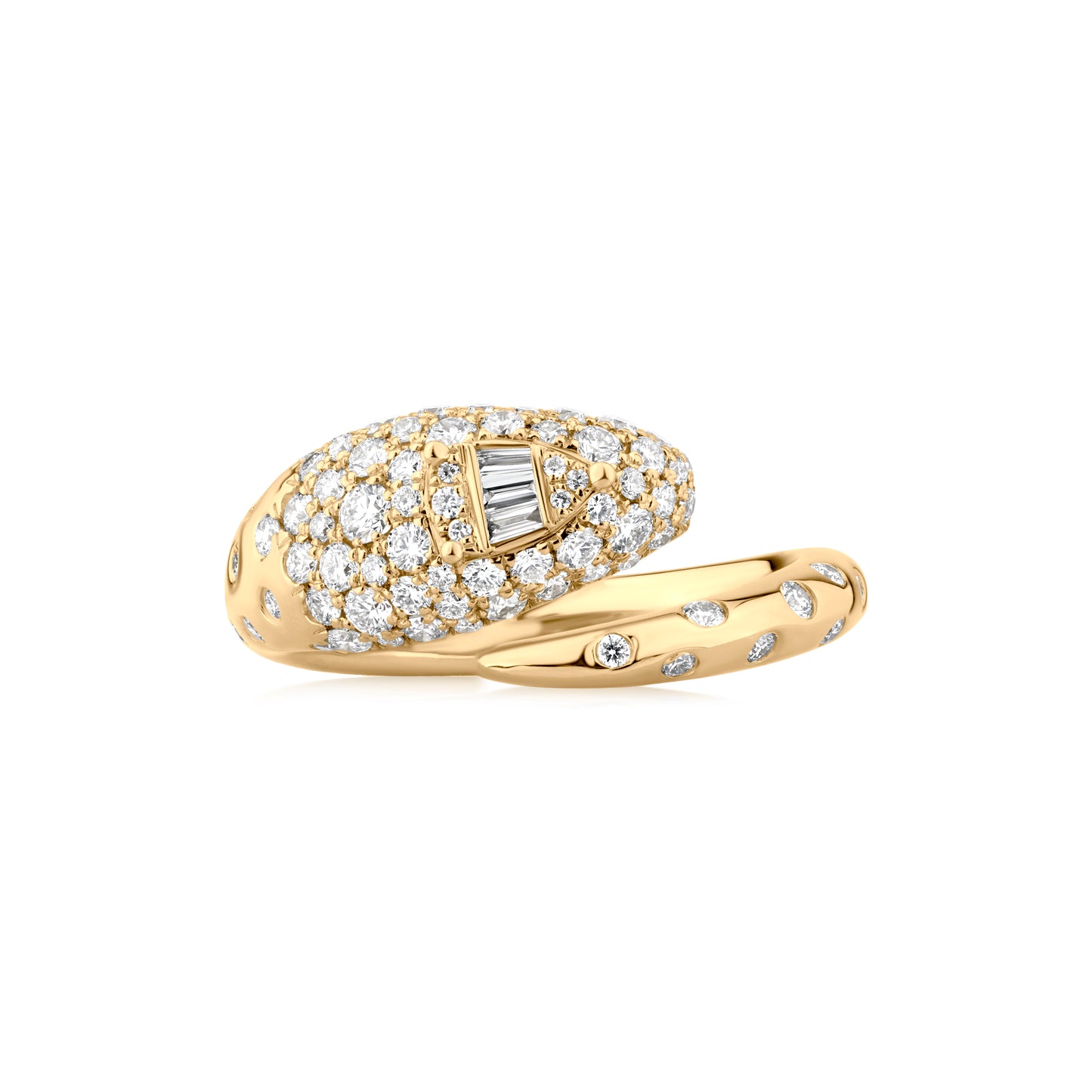 18K Yellow Gold Diamond Bypass Ring