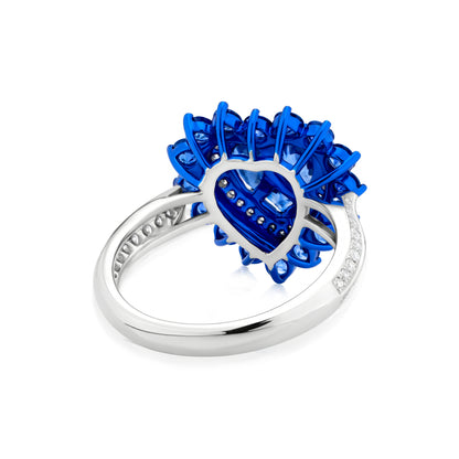 Sapphire and Diamond Heart 18K White Gold Heart Ring