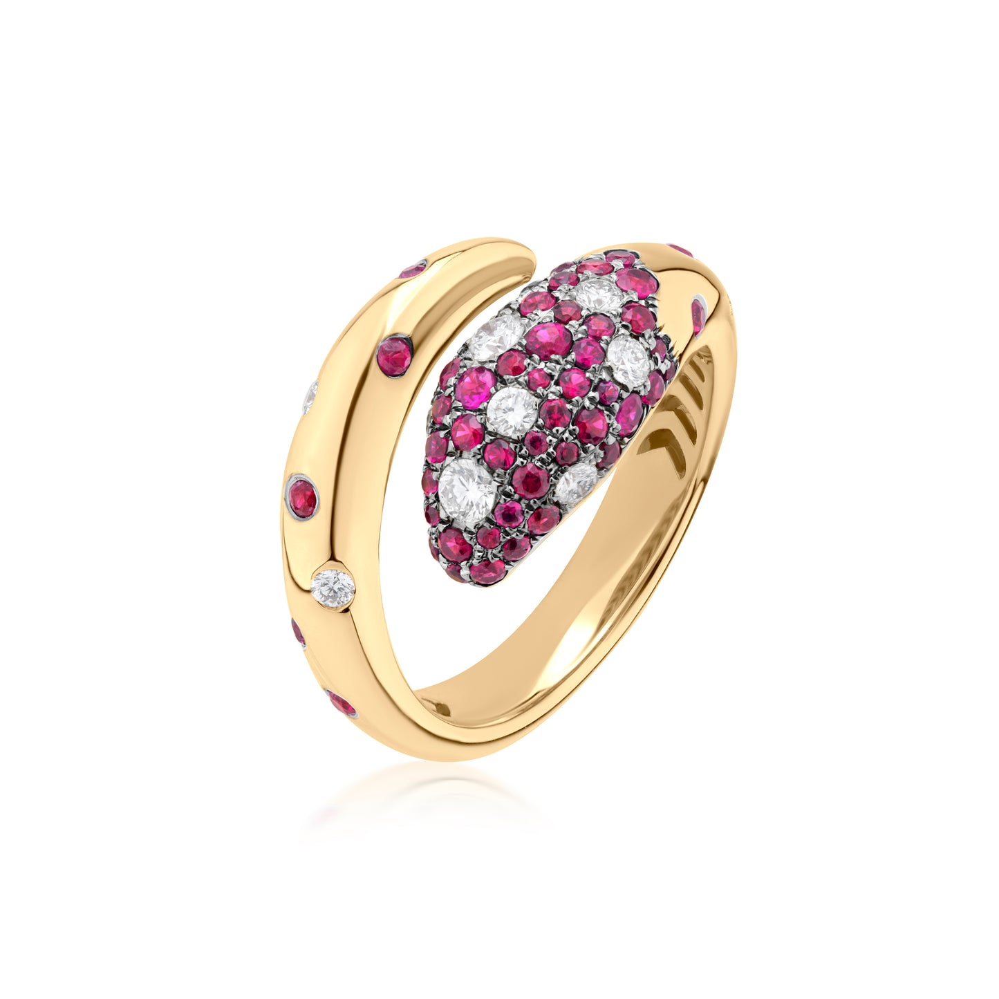 Ring With Ruby And Diamond In 18K Yellow Gold And Black Rhodium