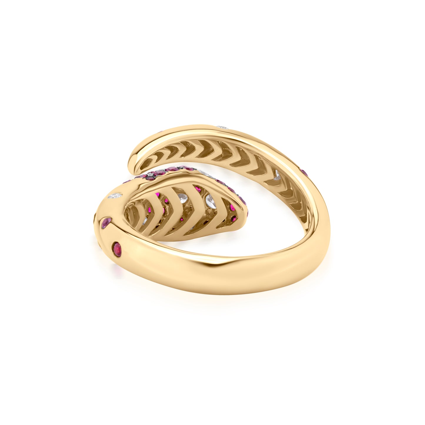 Ring With Ruby And Diamond In 18K Yellow Gold And Black Rhodium