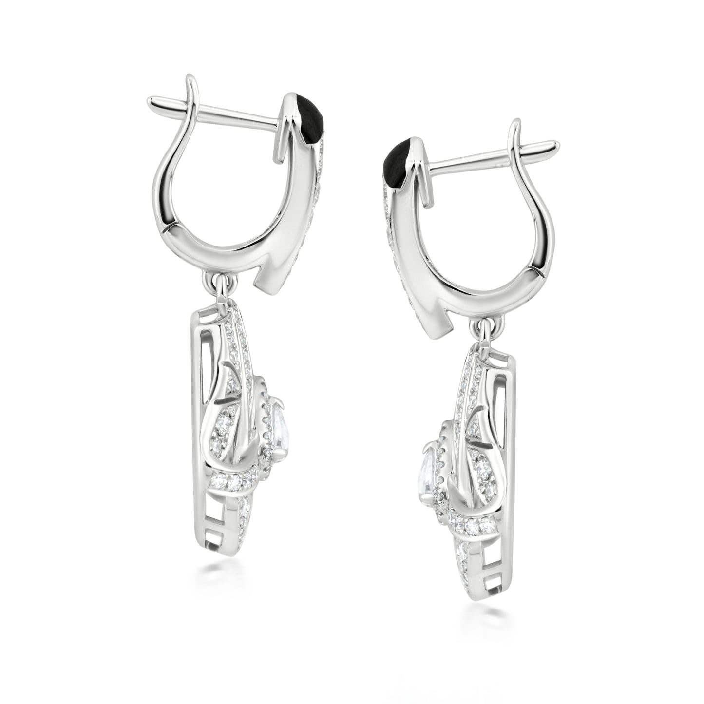 Fan Earring With Diamond In 18K White Gold