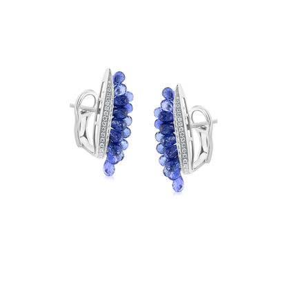 Cluster Earring With Sapphire And Diamond points In 18K White Gold