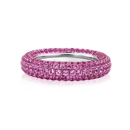 Ring With Pink Sapphire In 18K White Gold And Pink Rhodium