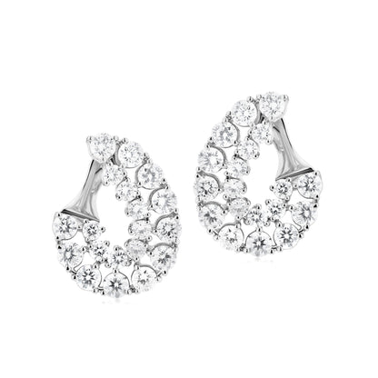 Hemisphere Dual Row Diamond 18K White Gold Earrings