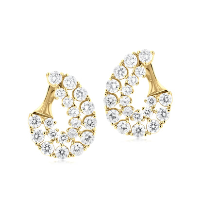 Hemisphere Dual Row Diamond 18K Gold Earrings