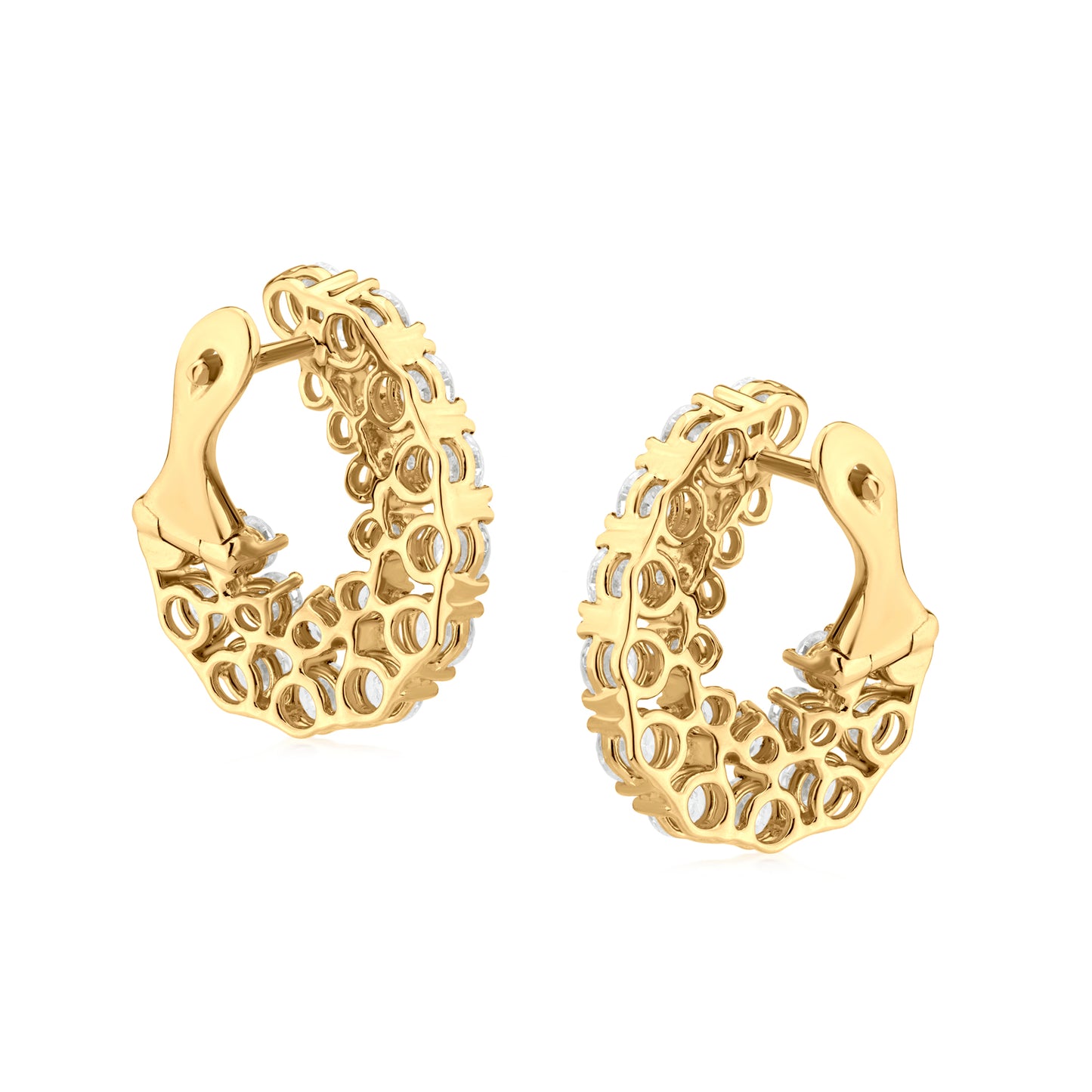 Hemisphere Dual Row Diamond 18K Gold Earrings