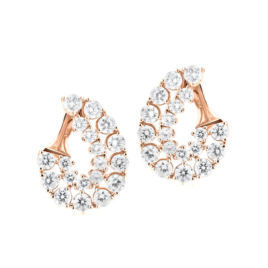 Hemisphere Dual Row Diamond 18K Rose Gold Earrings