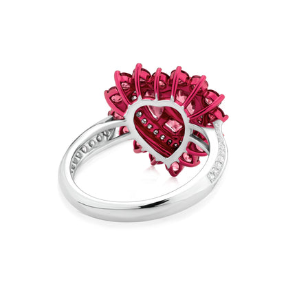Ruby and Diamond Heart 18K White Gold Heart Ring