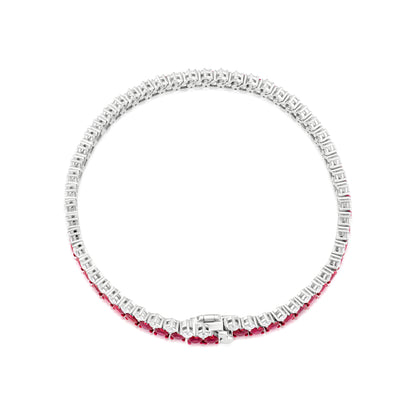 Ruby and Diamond Dual Row Two-Tone 18K White Gold Bracelet