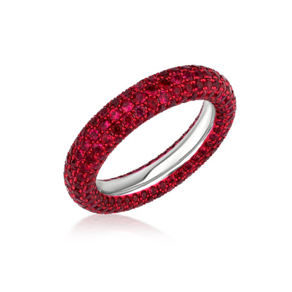 Ring With Ruby In 18K White Gold And Red Rhodium