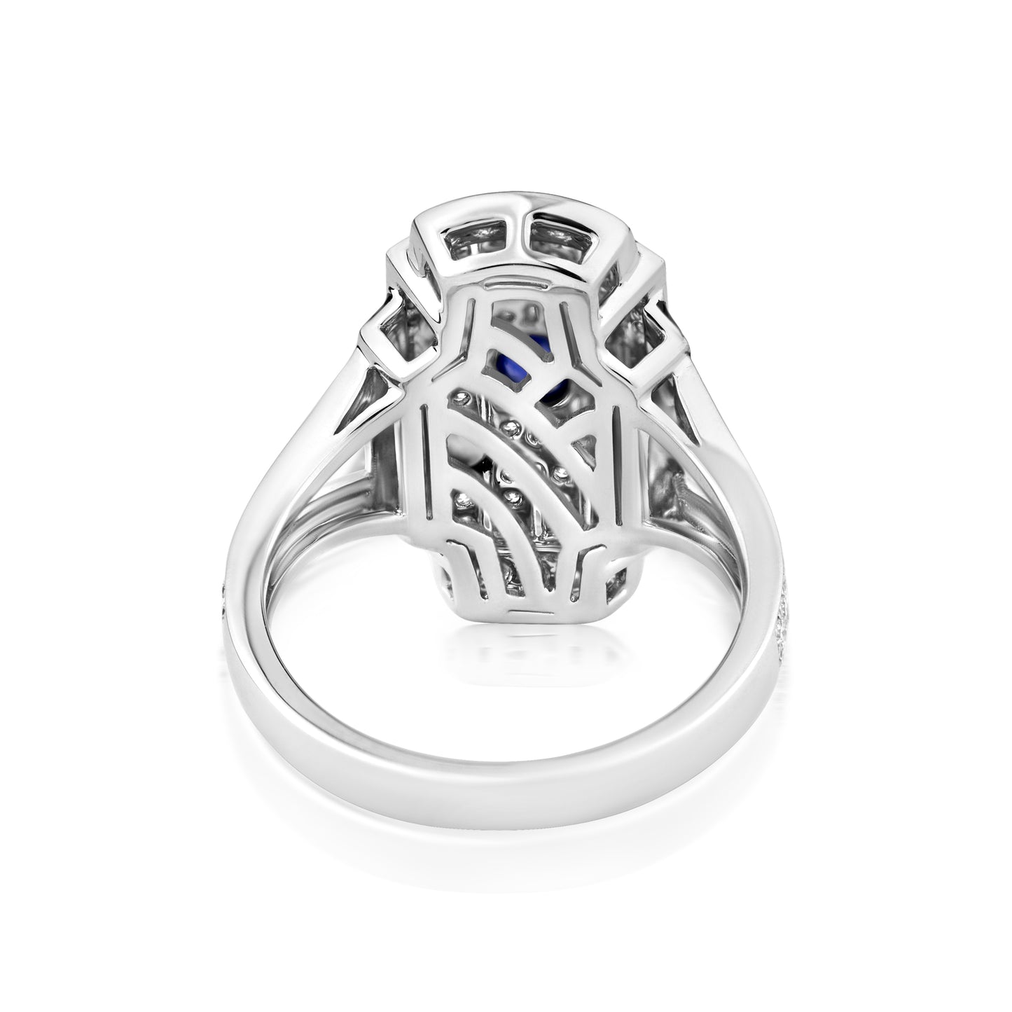 Oculus Ring With Sapphire And Diamond In 18K White Gold