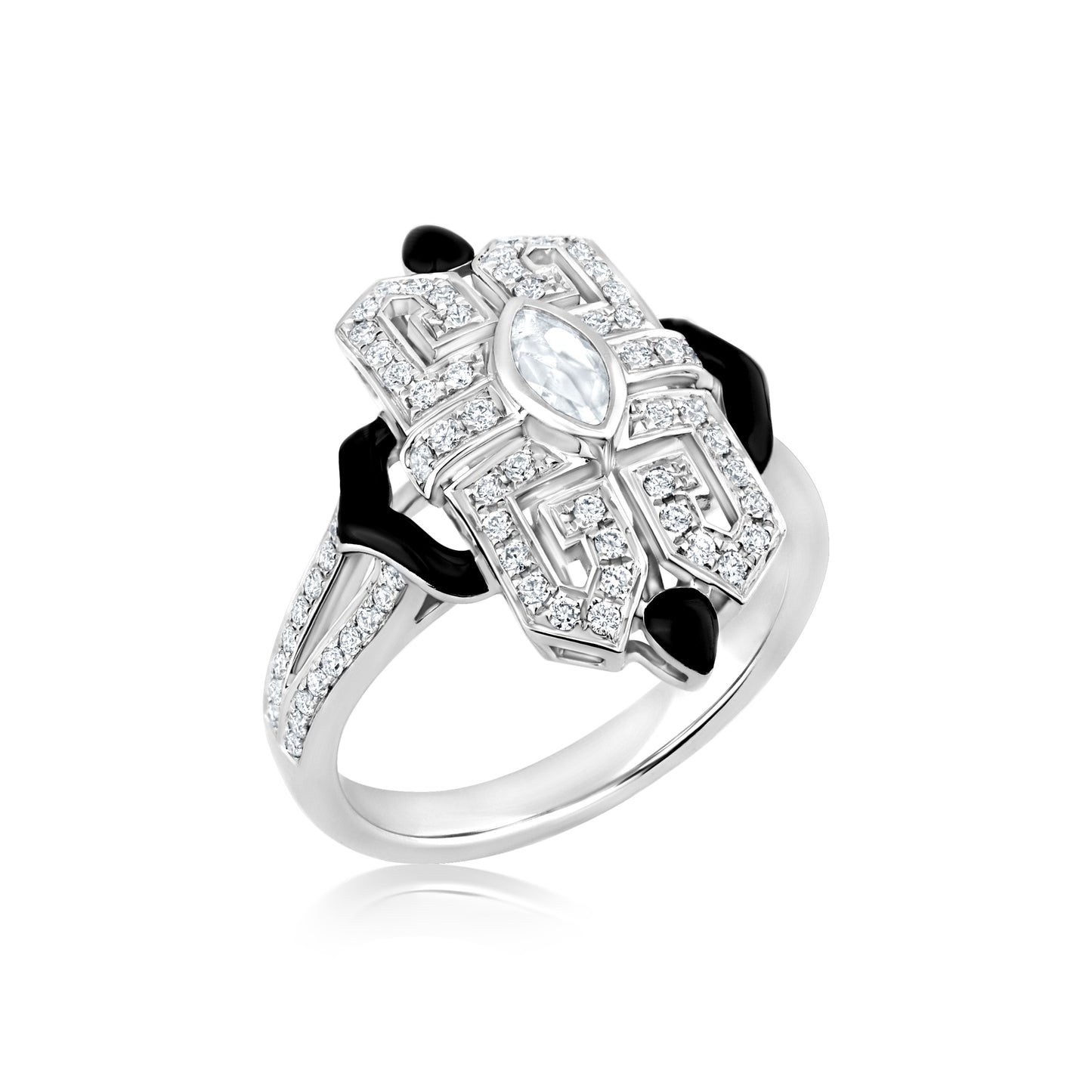 Fleur Ring With Diamond In 18K White Gold