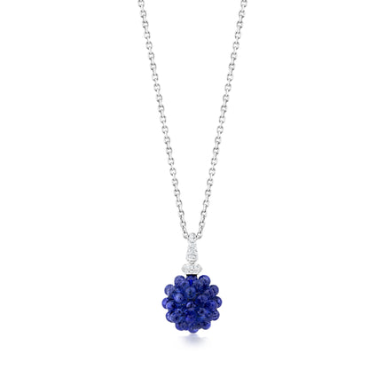 Hemisphere Necklace With Sapphire And Diamond In 18K White Gold