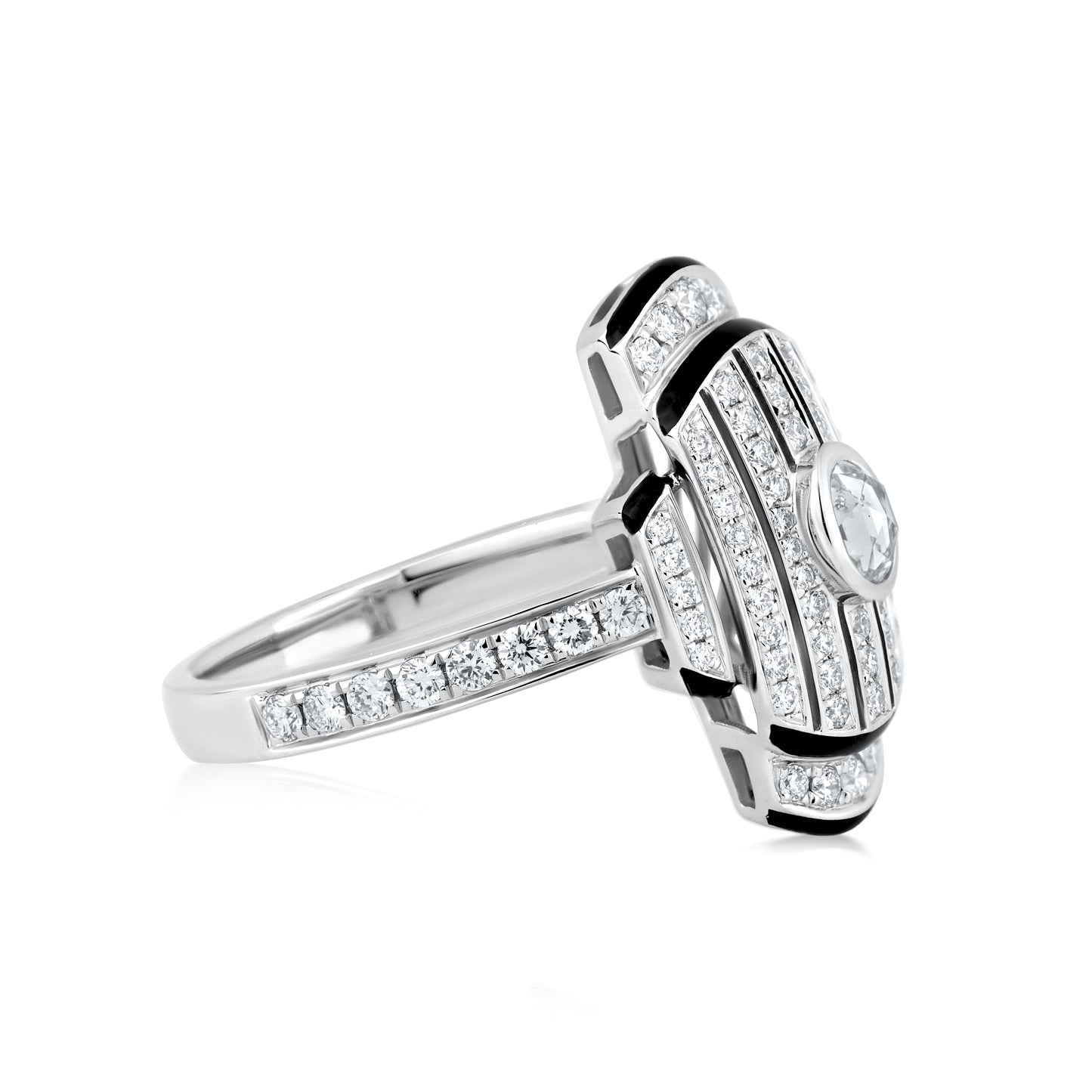 Radiate Ring With Diamond In 18K White Gold