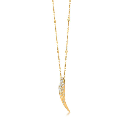 Dual Point Pendant Necklace With Diamond In 18K Yellow Gold