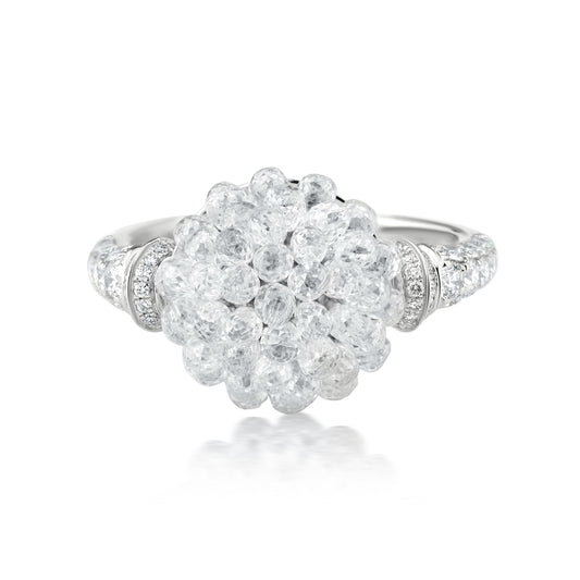 Round Diamond Ring With Diamond In 18K White Gold