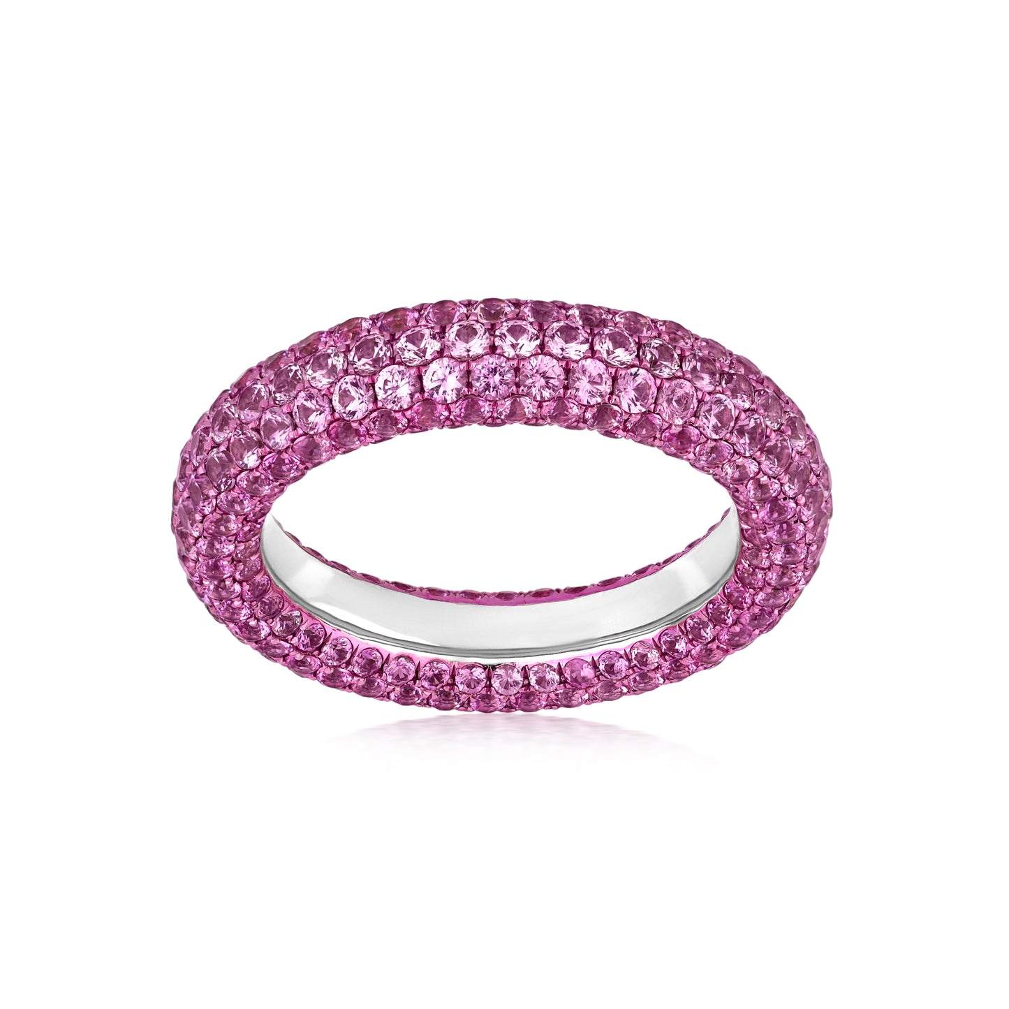 Ring With Pink Sapphire In 18K White Gold And Pink Rhodium