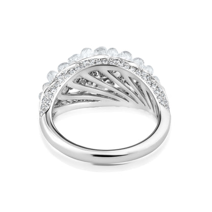 Wide Cluster Ring With Diamond In 18K White Gold