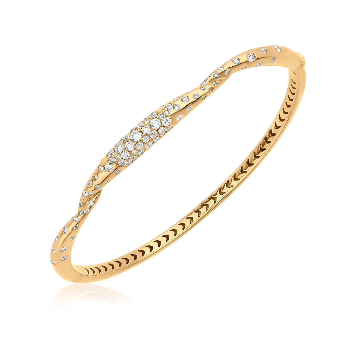 Twist Bangle With Diamond In 18K Yellow Gold