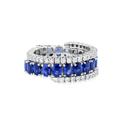 Spiral Ring With Sapphire And Diamond In 18K White Gold