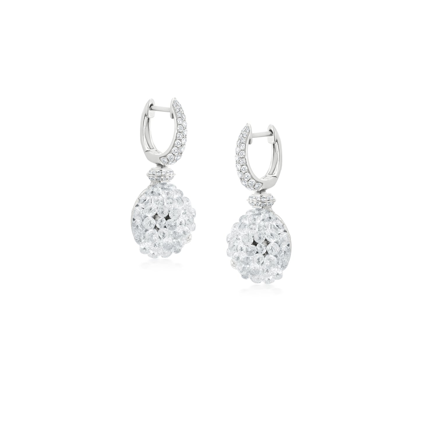 Diamond Hemisphere Cluster Earrings In 18K White Gold