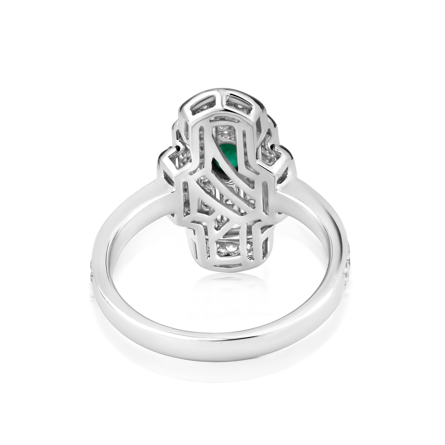 Radiate Ring With Emerald And Diamond In 18K White Gold