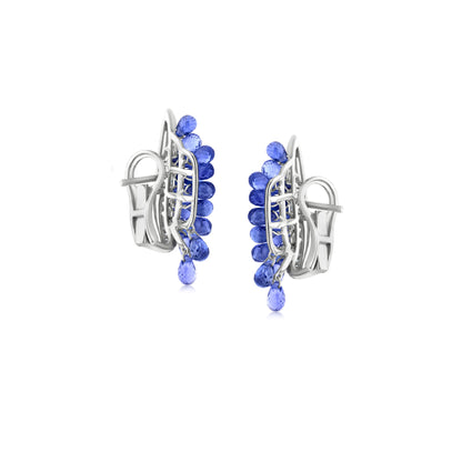 Cluster Earring With Sapphire And Diamond points In 18K White Gold