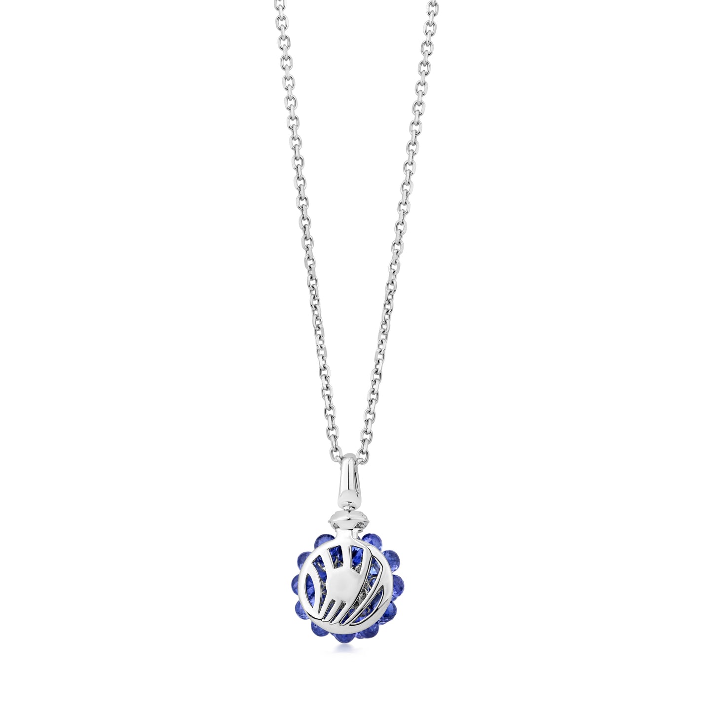 Hemisphere Necklace With Sapphire And Diamond In 18K White Gold