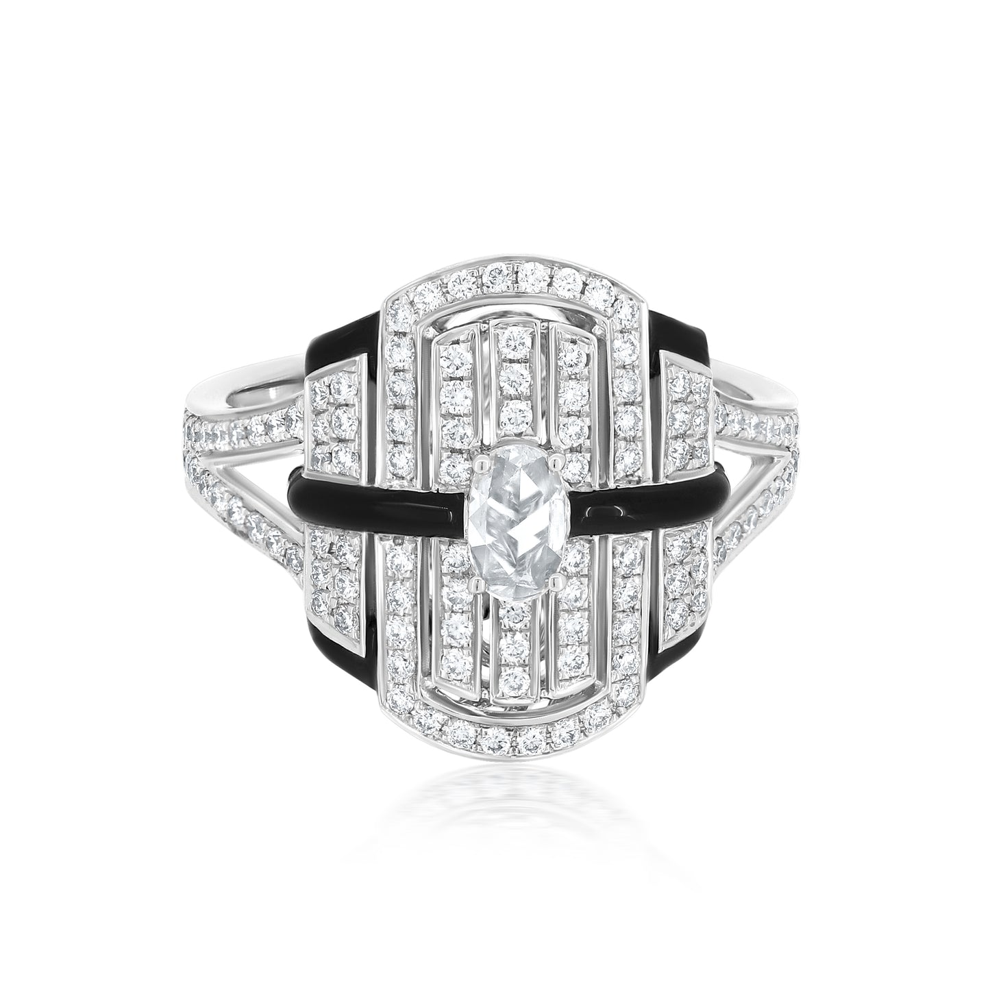 Middle Band Ring With Diamond In 18K White Gold